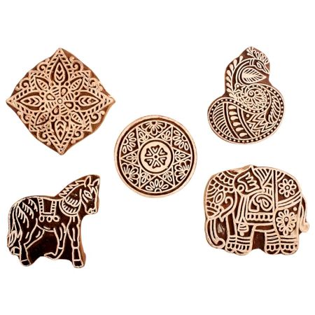 Set of 5 Piece New Mix Wooden Printing Block